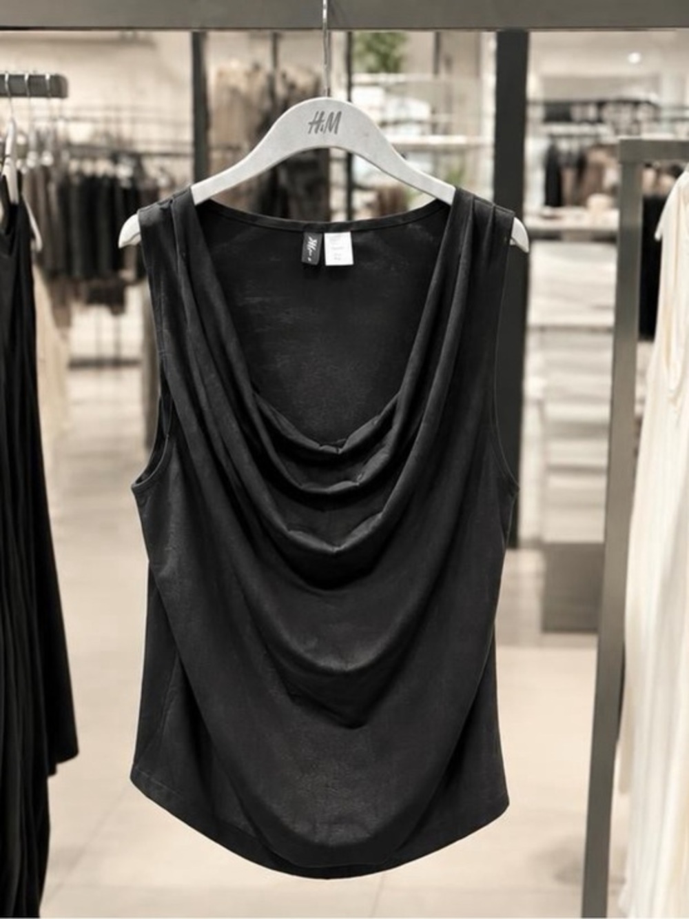 H&M Black Draped Cowl Neck Sleeveless Top